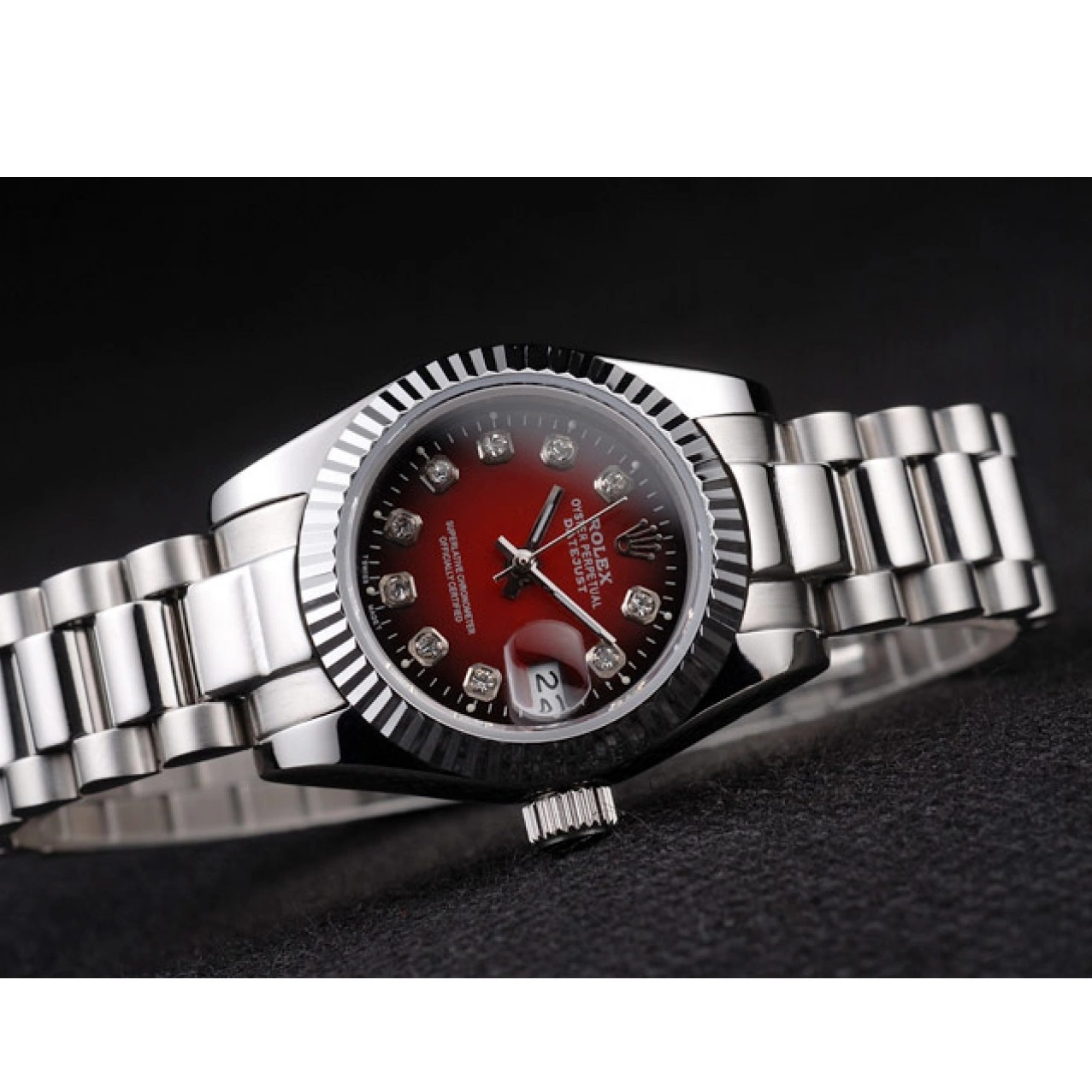 Best AAA Replica Sites Two Rolex Steel Stainless Datejust Polished Red Dial Tone 0716